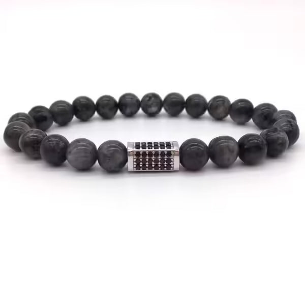 Rectangular 3D Shape Natural Stone Beads Bracelet (EGBT023)