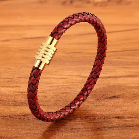 Red Men Leather Bracelet (EGBT146)