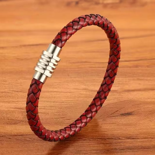 Red Men Leather Bracelet (EGBT146)