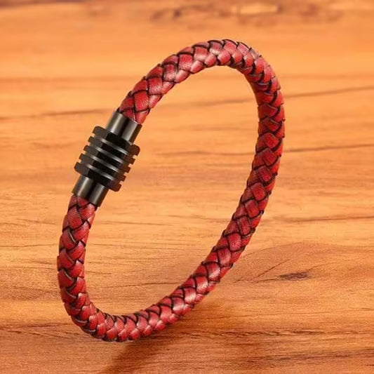 Red Men Leather Bracelet (EGBT146)