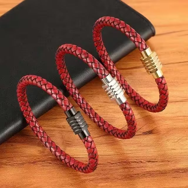 Red Men Leather Bracelet (EGBT146)