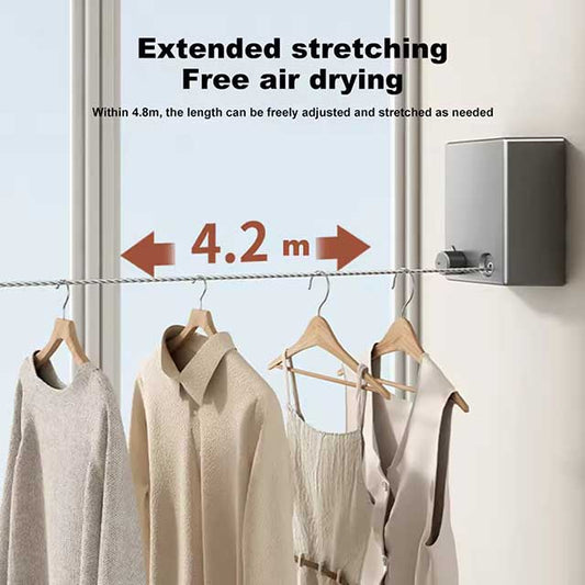 Retractable Stainless Steel Clothesline - Pull-Out Clothes Drying Rack for Space-Saving Household Use