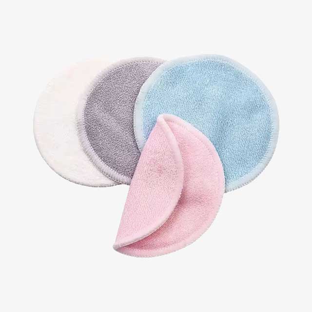 Reusable Bamboo Fiber Makeup Remover Pads - 12pcs Pack, Washable Cleansing Facial Cotton Rounds for Makeup Removal