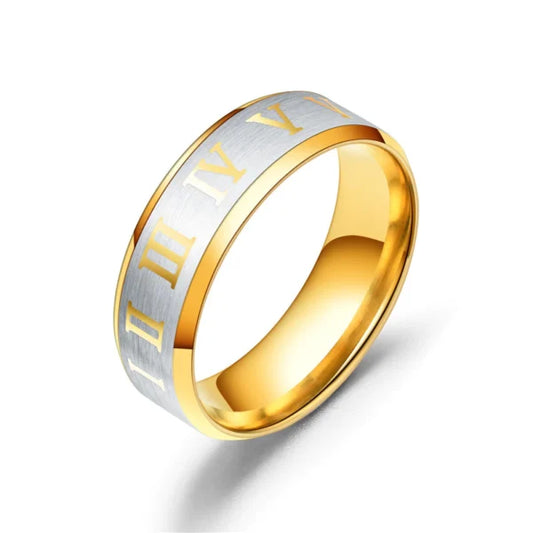 roman numeral 8mm unisex ring egr024 gallery img 2