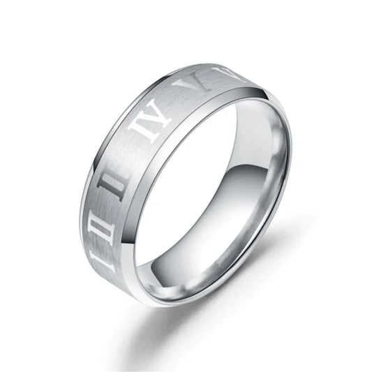roman numeral 8mm unisex ring egr024 gallery img 3