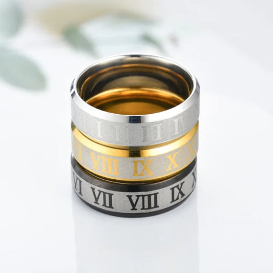 roman numeral 8mm unisex ring egr024 gallery img 4