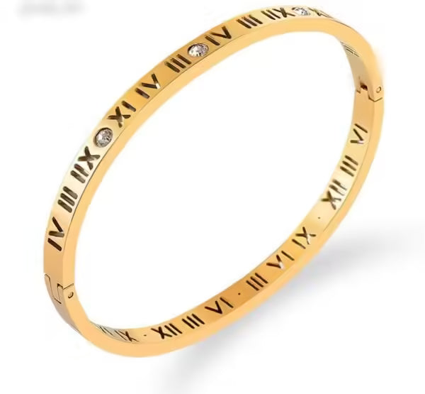 Bracelet manchette « Amoureux » à chiffres romains (EGBT337)