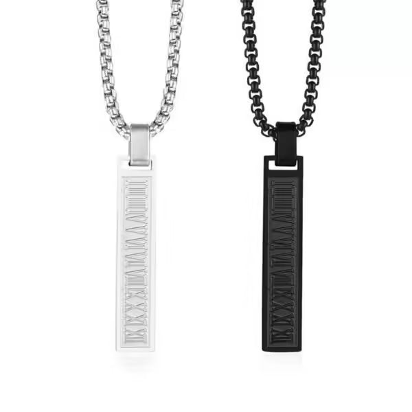 Collier rectangulaire en acier inoxydable avec chiffres romains (EGN052)