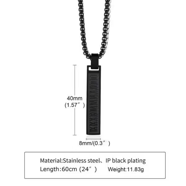 Collier rectangulaire en acier inoxydable avec chiffres romains (EGN052)