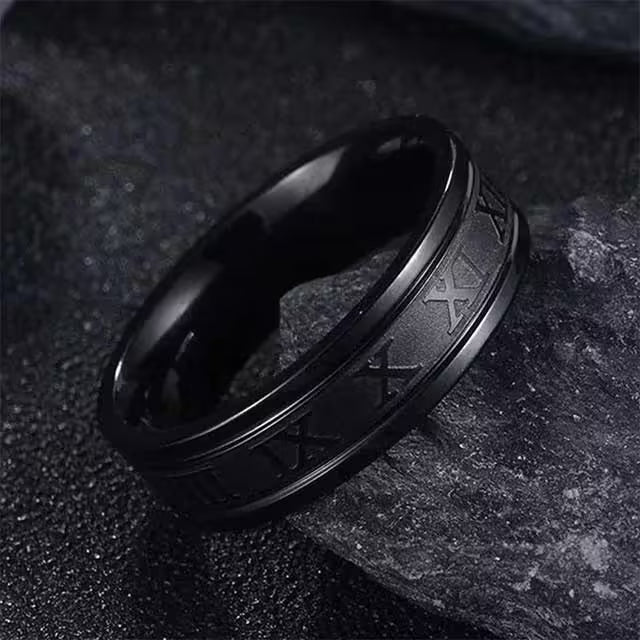 Roman Numerals Steel Ring (EGR053)