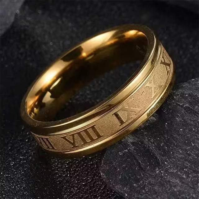 Roman Numerals Steel Ring (EGR053)