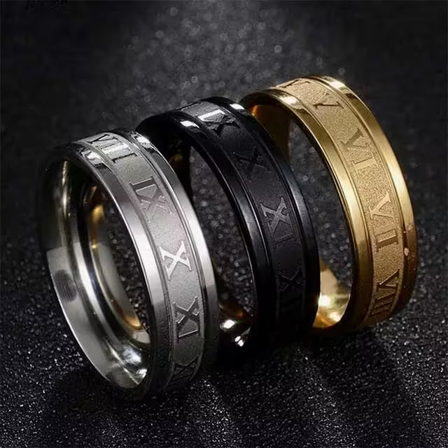Roman Numerals Steel Ring (EGR053)