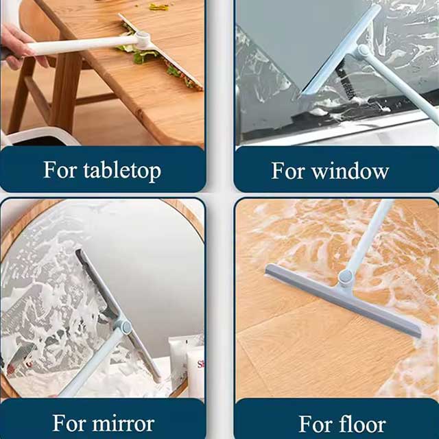 360° Rotatable Shower Squeegee Glass Wiper - Silicone Holder, Bathroom Mirror & Glass Cleaner Scraper