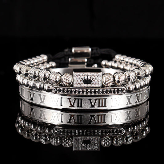 royal 3 pieces adjustable men bracelet set egbt274 gallery img 1