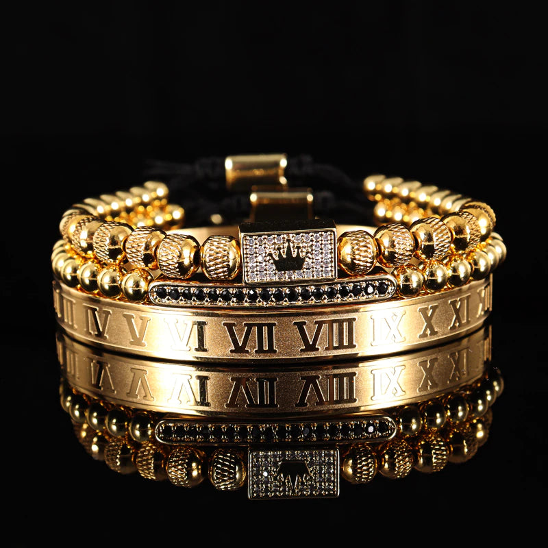 royal 3 pieces adjustable men bracelet set egbt274 gallery img 2