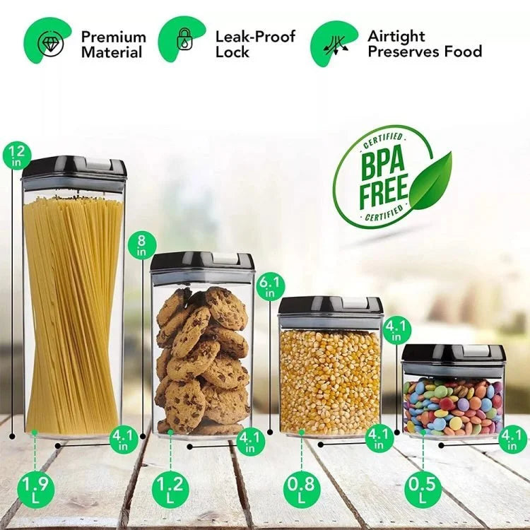 Plastic Airtight Cereal Storage Containers Set of 6 with Easy Lock Lids – BPA-Free Food Storage Canisters