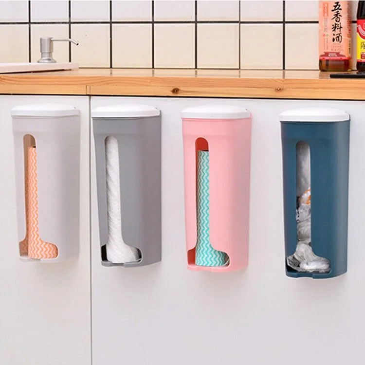 Distributeur de sacs en plastique et de sacs poubelles à fixation murale – Organisateur de rangement de sacs poubelles peu encombrant
