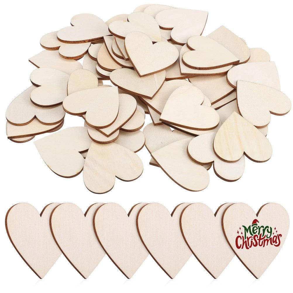 76-Piece Wooden Heart Shapes for Crafts – Khaki DIY Wood Hearts for Decoration, Scrapbooking & Art Projects | 3.5 × 3.5 cm