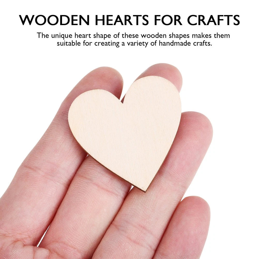 76-Piece Wooden Heart Shapes for Crafts – Khaki DIY Wood Hearts for Decoration, Scrapbooking & Art Projects | 3.5 × 3.5 cm