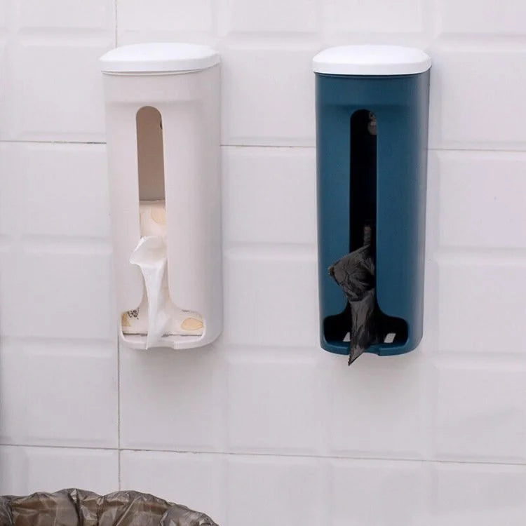 Distributeur de sacs en plastique et de sacs poubelles à fixation murale – Organisateur de rangement de sacs poubelles peu encombrant