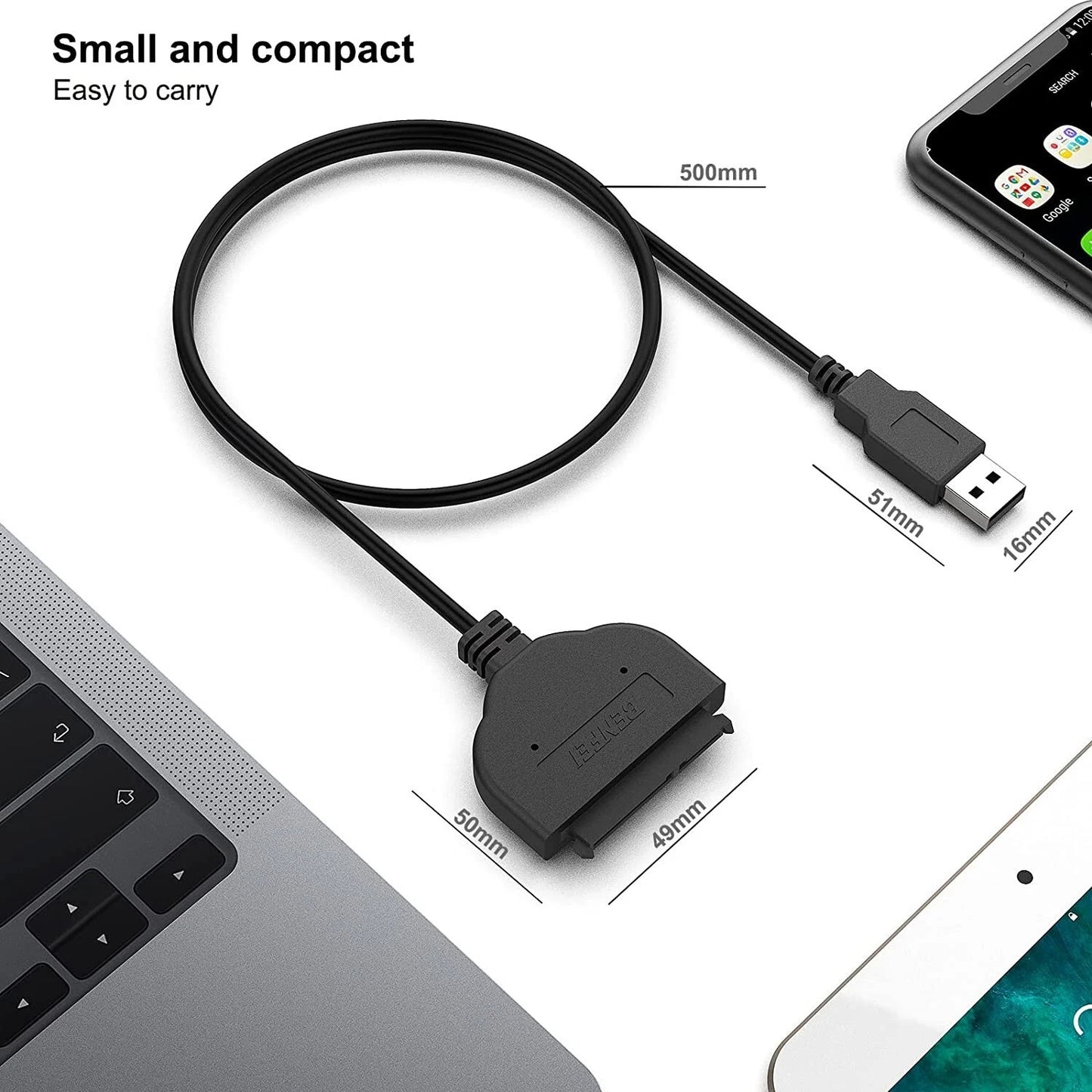 BENFEI USB 3.0 to SATA III Adapter Cable for 2.5" SSD & HDD – High-Speed External Hard Drive Converter
