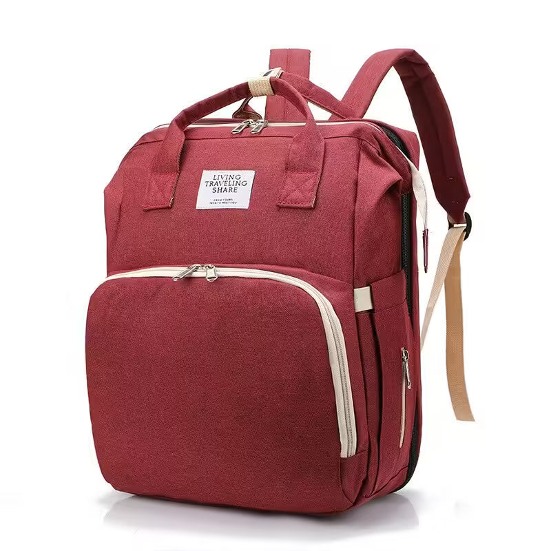 Shade Cloth Folding Bed Mommy Bag Portable Large Capacity Crib Backpack Mother and Baby Bag (EGB061)