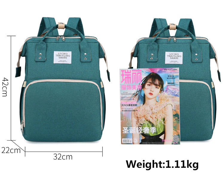 Shade Cloth Folding Bed Mommy Bag Portable Large Capacity Crib Backpack Mother and Baby Bag (EGB061)