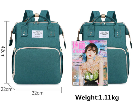 Shade Cloth Folding Bed Mommy Bag Portable Large Capacity Crib Backpack Mother and Baby Bag (EGB061)