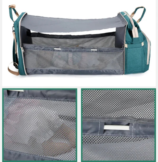 Shade Cloth Folding Bed Mommy Bag Portable Large Capacity Crib Backpack Mother and Baby Bag (EGB061)