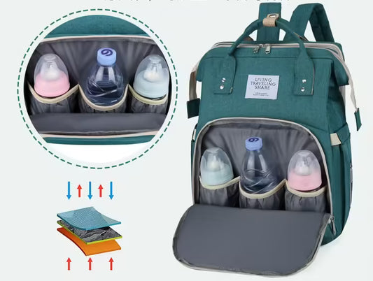 Shade Cloth Folding Bed Mommy Bag Portable Large Capacity Crib Backpack Mother and Baby Bag (EGB061)