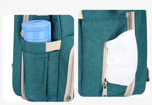 Shade Cloth Folding Bed Mommy Bag Portable Large Capacity Crib Backpack Mother and Baby Bag (EGB061)