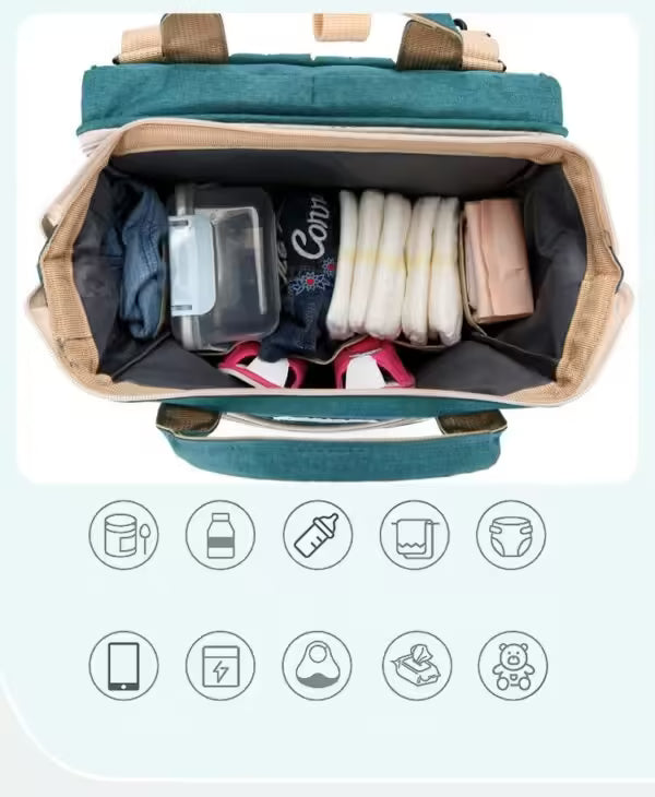 Shade Cloth Folding Bed Mommy Bag Portable Large Capacity Crib Backpack Mother and Baby Bag (EGB061)