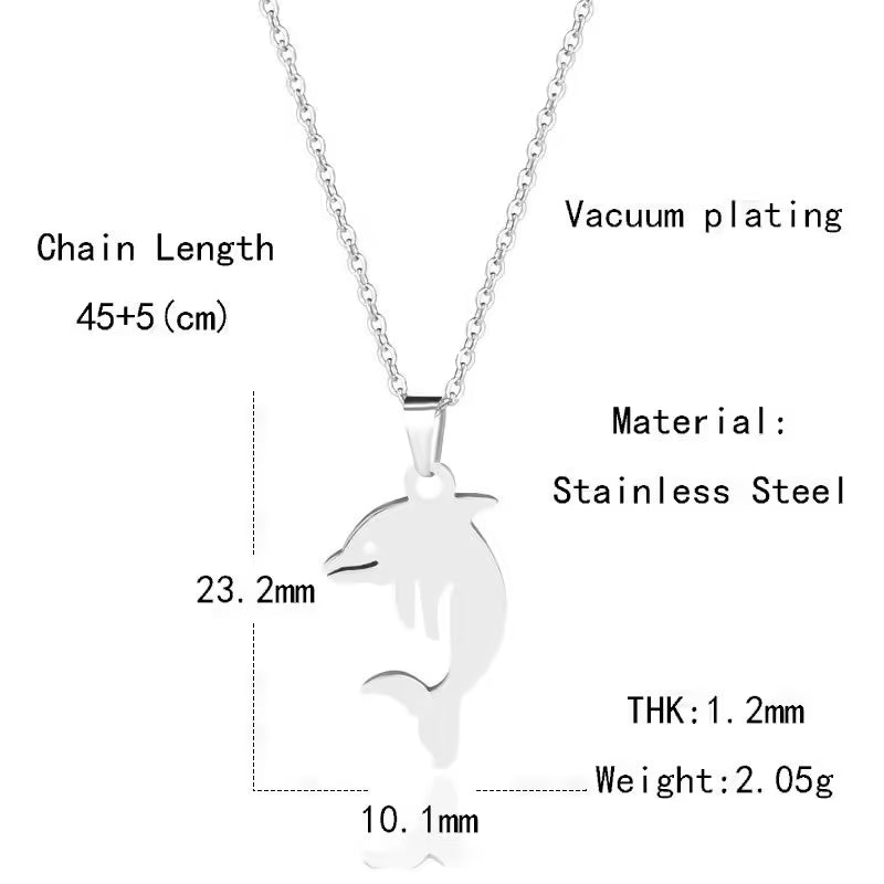Collier unisexe avec pendentif requin en acier inoxydable (EGN179)