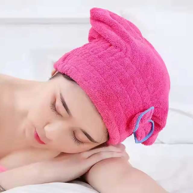 Shower Cap for Women – Microfibre Quick Drying Bath Spa Hat with Bowknot Wrap Towel, Perfect for Room Accessories