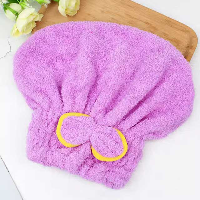 Shower Cap for Women – Microfibre Quick Drying Bath Spa Hat with Bowknot Wrap Towel, Perfect for Room Accessories
