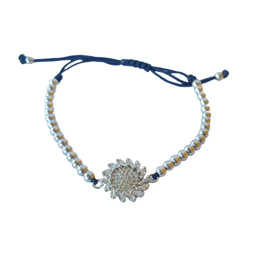 Silver Flower Women Shamballa Bracelet (EGBT435)