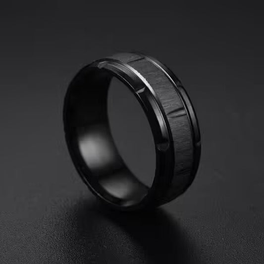Bague unisexe simple en acier inoxydable de 8 mm (EGR055)