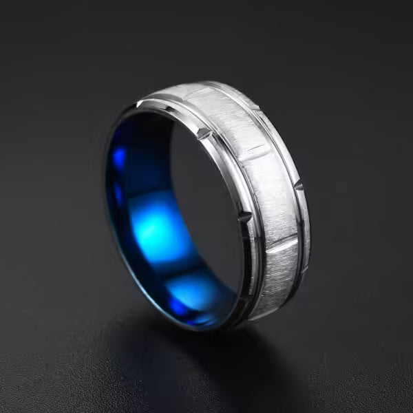 Bague unisexe simple en acier inoxydable de 8 mm (EGR055)