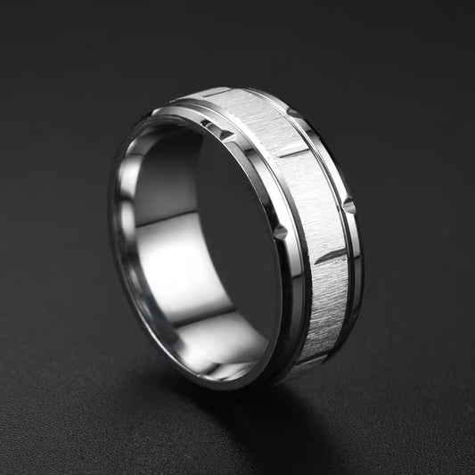 Bague unisexe simple en acier inoxydable de 8 mm (EGR055)