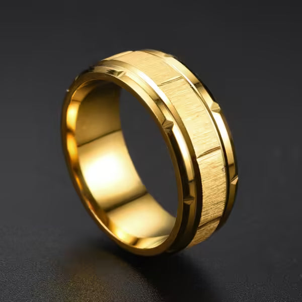 Bague unisexe simple en acier inoxydable de 8 mm (EGR055)
