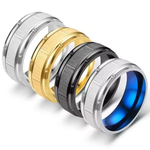 Bague unisexe simple en acier inoxydable de 8 mm (EGR055)