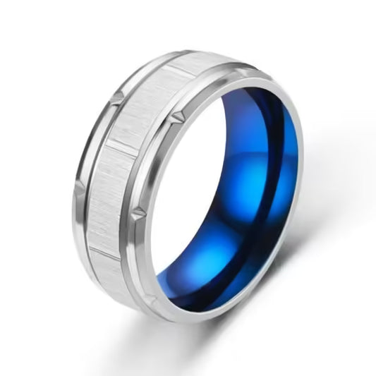 Bague unisexe simple en acier inoxydable de 8 mm (EGR055)