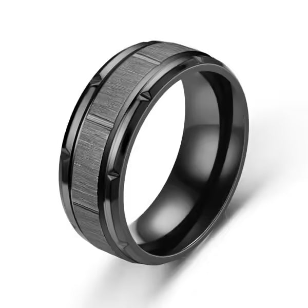 Bague unisexe simple en acier inoxydable de 8 mm (EGR055)