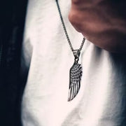 Simple Feather Stainless Steel Box Link chain Men Necklace (EGN054)
