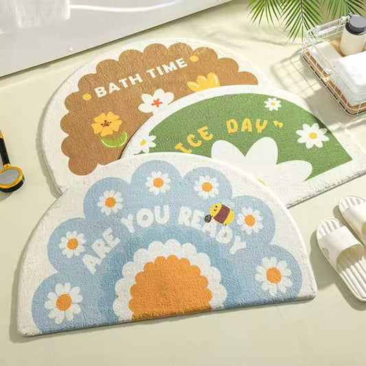 Simple Floral Bath Mat - Absorbent Non-Slip Floor Rug for Bedroom, Bathroom, and Entrance - Small Fresh Flowers Design