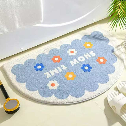 Simple Floral Bath Mat - Absorbent Non-Slip Floor Rug for Bedroom, Bathroom, and Entrance - Small Fresh Flowers Design