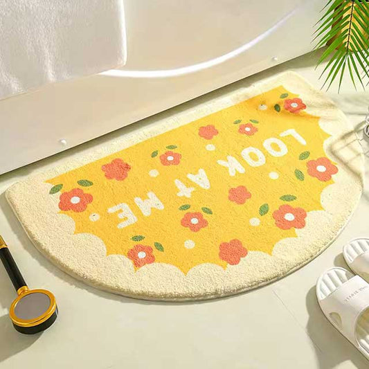Simple Floral Bath Mat - Absorbent Non-Slip Floor Rug for Bedroom, Bathroom, and Entrance - Small Fresh Flowers Design