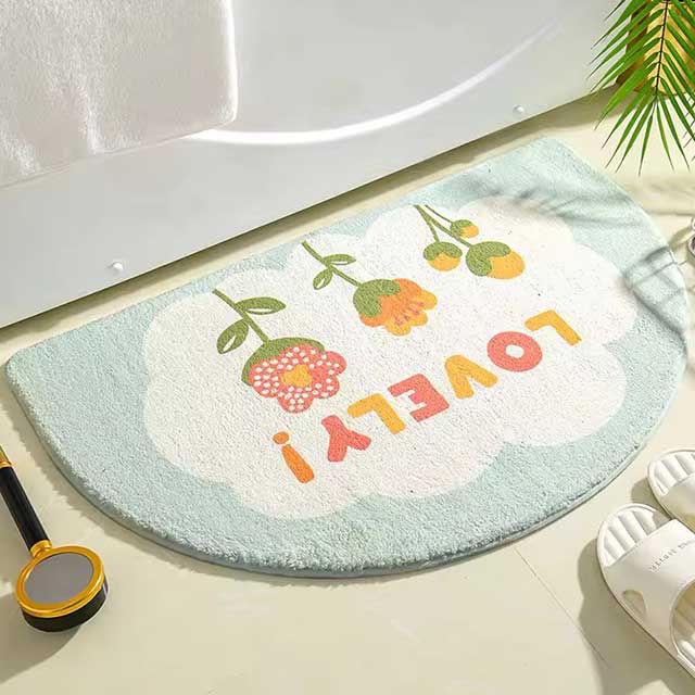 Simple Floral Bath Mat - Absorbent Non-Slip Floor Rug for Bedroom, Bathroom, and Entrance - Small Fresh Flowers Design