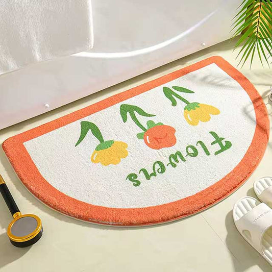 Simple Floral Bath Mat - Absorbent Non-Slip Floor Rug for Bedroom, Bathroom, and Entrance - Small Fresh Flowers Design