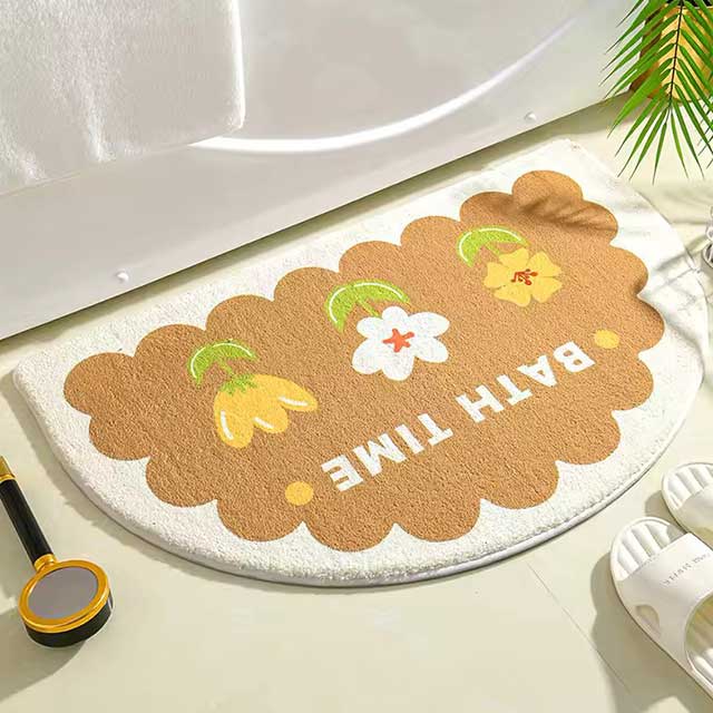 Simple Floral Bath Mat - Absorbent Non-Slip Floor Rug for Bedroom, Bathroom, and Entrance - Small Fresh Flowers Design